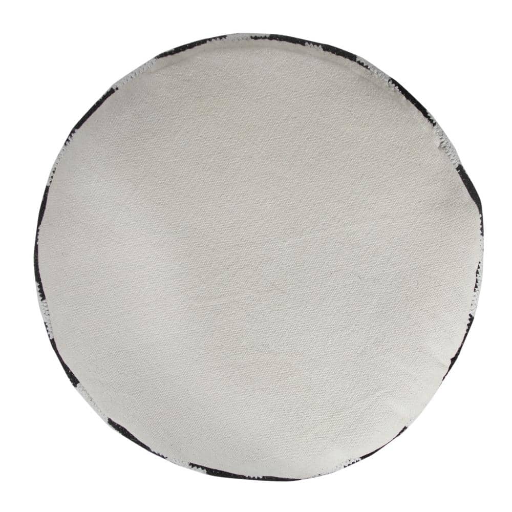 Monochromatic Medallion Geometric Round Pouf Ottoman
