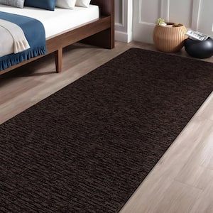 Oasis Solid Brown 2 ft. x 5 ft. Non-Slip Rubber Back Indoor Area Rug