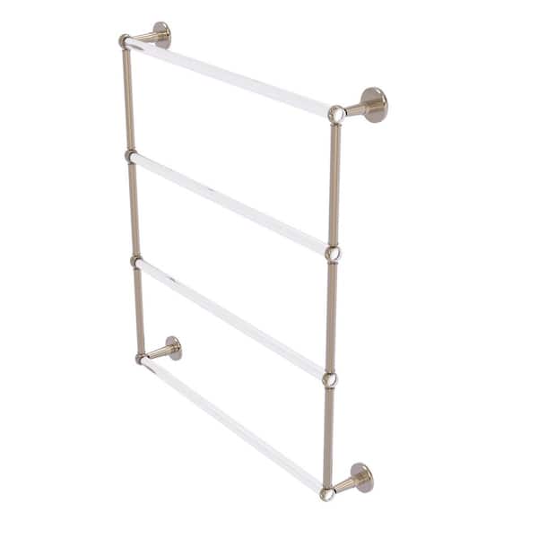 Clearview Collection 4 Tier 30 in. Wall Mounted Ladder Towel Bar with Twisted Accents in Antique Pewter