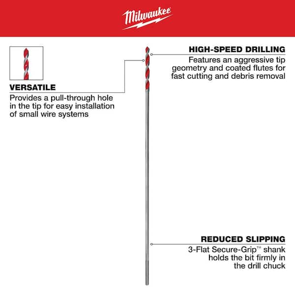 Milwaukee 1/4 in. x 24 in. Bell Hanger Bit 48-13-7325 - The Home Depot