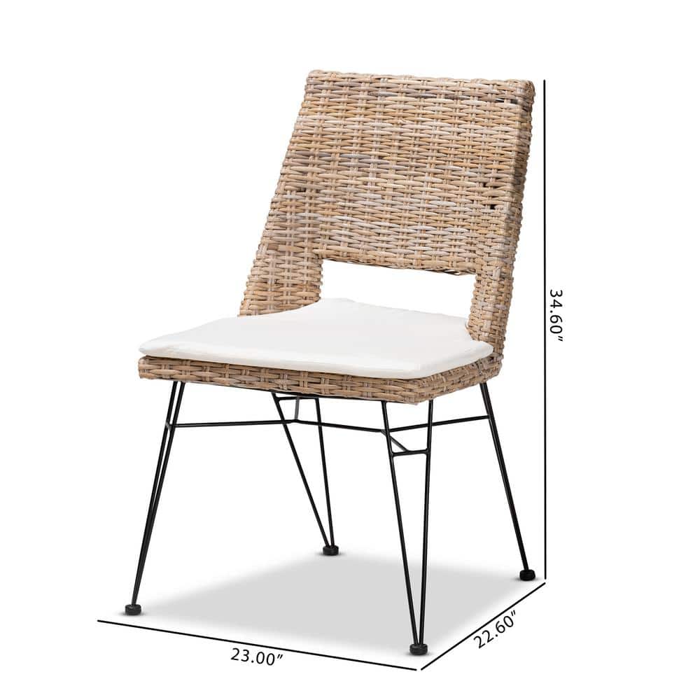 Serene White Rattan Low Arm Chair with Cushion
