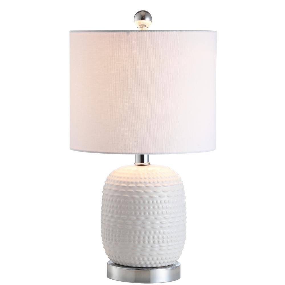 Elegant Tucana White Ceramic Table Lamp with Silver Base