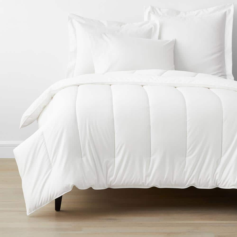 Company Cotton White Solid 300-Thread Count Wrinkle-Free Sateen King Comforter -  The Company Store, C1B2-K-WHITE