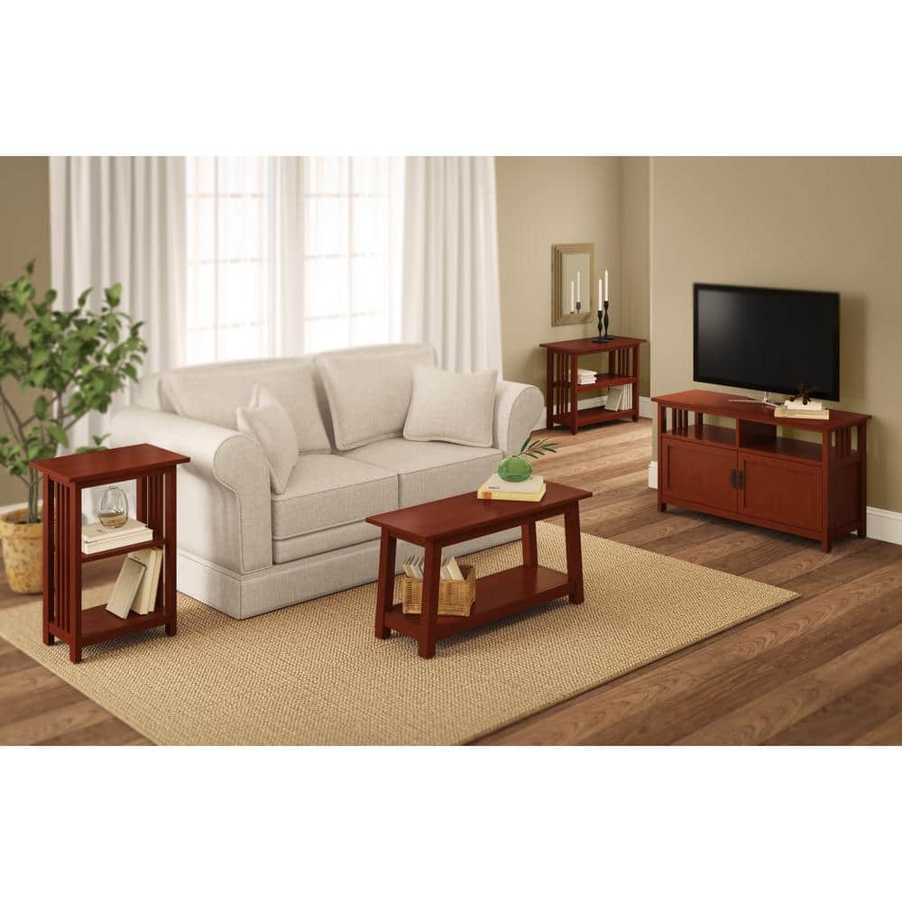 Cherry Wood 2-Shelf Mission Style End Table