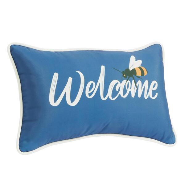 Hampton Bay Welcome Lake Lumbar Outdoor Throw Pillow (Set of 2