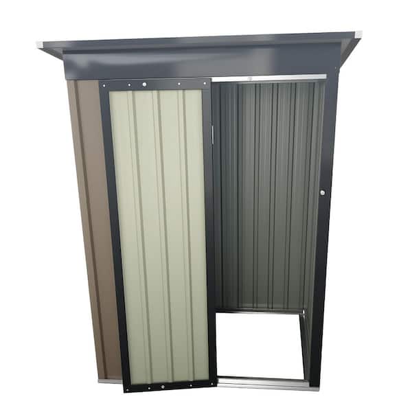 4 ft. W x 2 ft. D Black and Brown Metal Shed with Side Hinge Door and Pent Roof (9 sq. ft.)