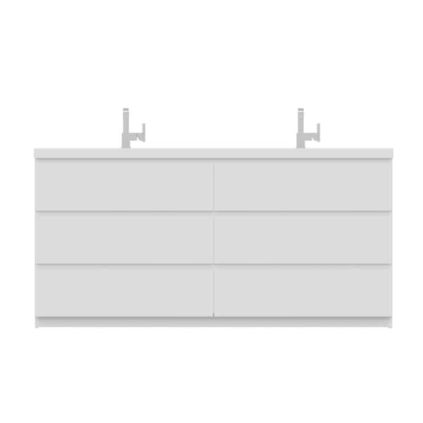 Alya Bath Paterno 72 in. W x 19 in. D Bath Vanity in White with Acrylic Vanity Top in White with White Basin