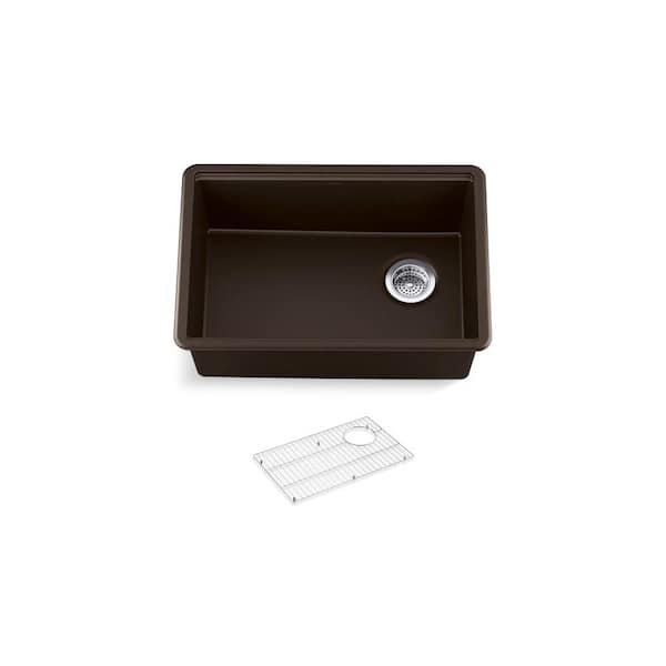 KOHLER Billings Granite Composite 27 in. Undermount Single Bowl Kitchen Sink in Matte Brown