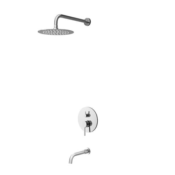 Crozet Single Handle 2-Spray Tub and Shower Faucet Shower Head with Pressure Balance 2.5 GPM in Polished Chrome