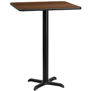 30 in. Square Walnut Laminate Table Top with 22 in. x 22 in. Bar Height Table Base