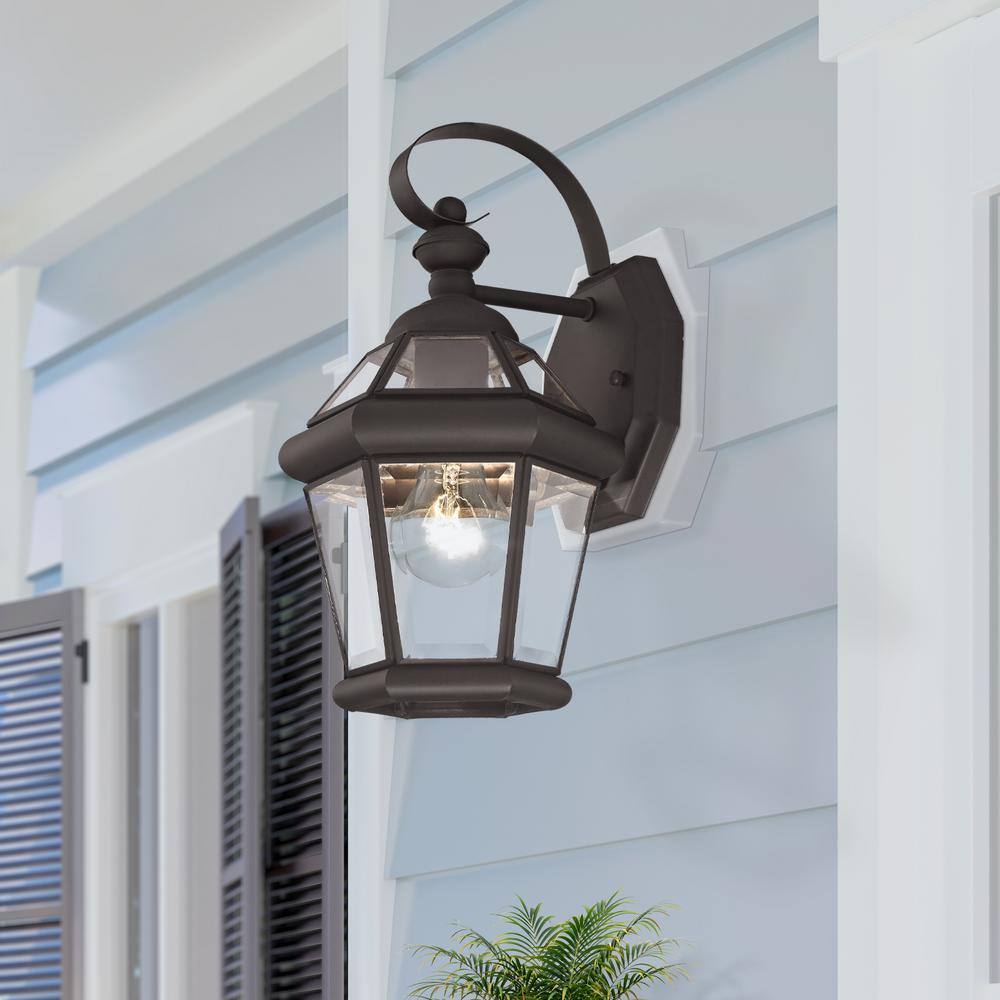 Georgetown Classic Bronze Lantern Wall Light with Clear Glass