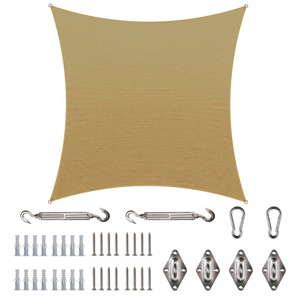 16 ft. x 16 ft. Sand Beige Beige Square Sun Shade Sail Canopy with Hardware Kit price history on PriceWatchPro