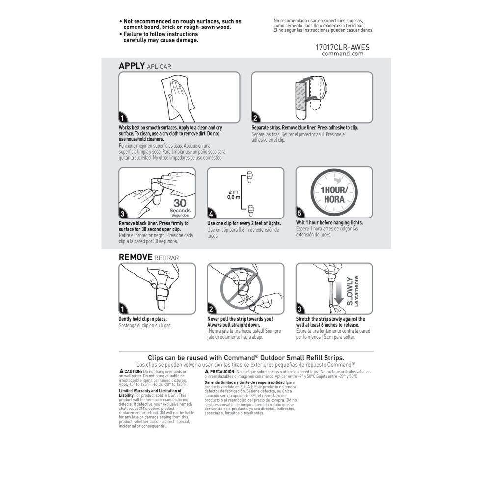 Clear Outdoor Light Clips with Adhesive Strips, 30-Pack