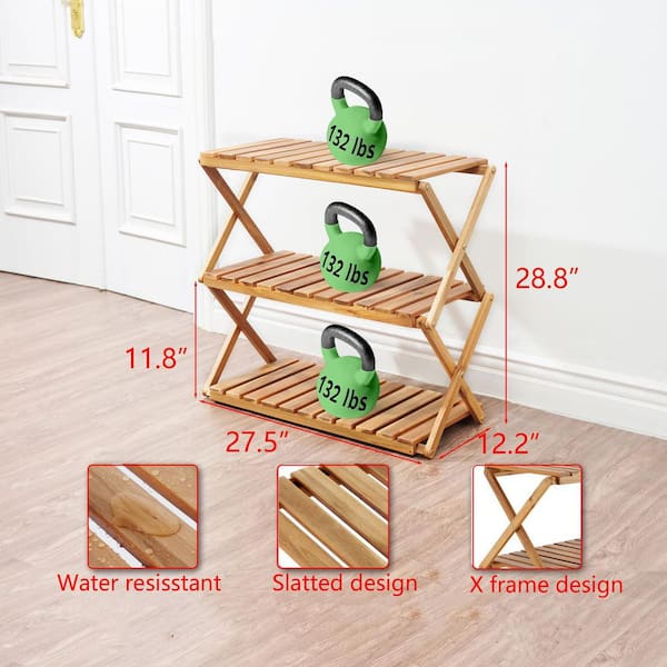 3-Tier Natural Wood Plant Stand (27.5 in. H W x 28.8 in. H