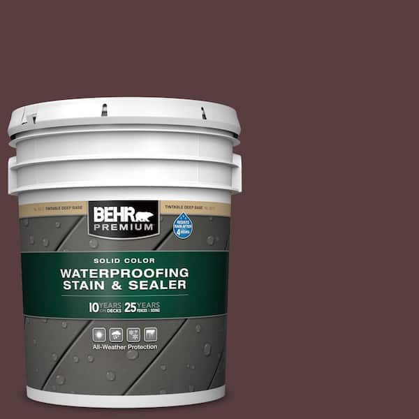 BEHR PREMIUM 5 gal. #PPU1-02 Divine Wine Solid Color Waterproofing Exterior Wood Stain and Sealer
