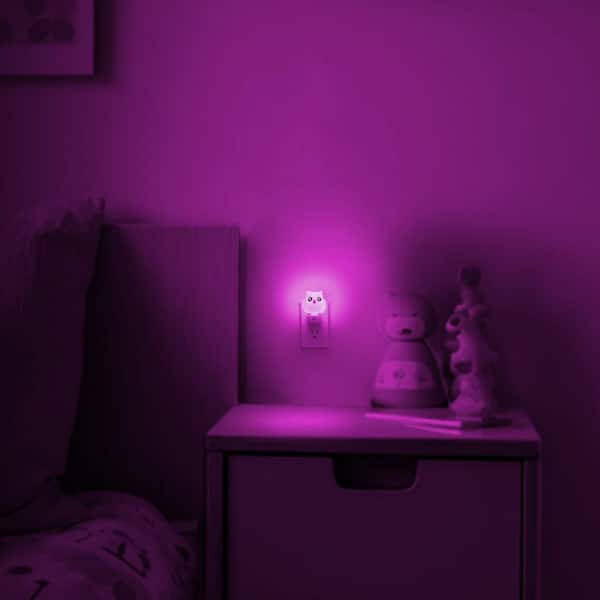 LED Owl Dusk to Dawn Night Light Plug-In for Kids, 3D Wall Light, 8-Color Changing 3000K White, 3 Modes(2-Pack)