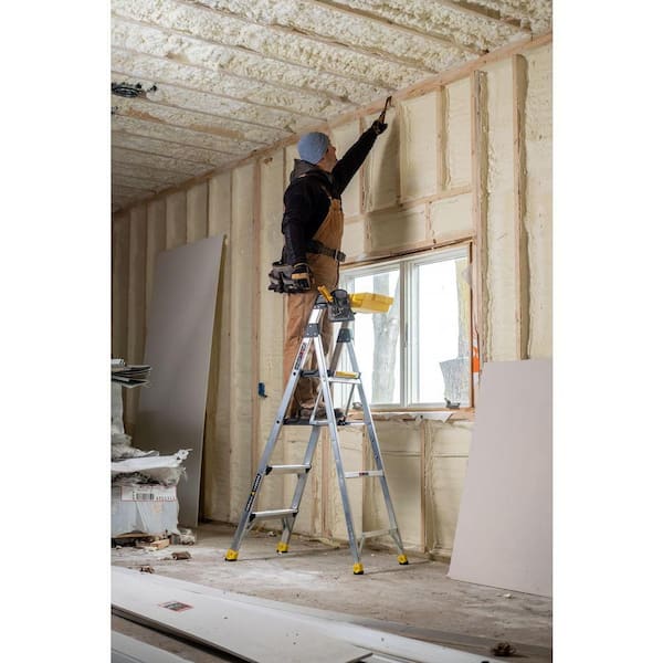 Gorilla Ladders - 5.5 ft. Aluminum Dual Platform Heavy-Duty Ladder with Project Bucket(10 ft. Reach), 300 lb. Capacity Type IA Duty Rating