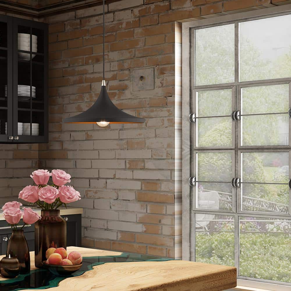 Black and Gold 14'' Aluminum Mini Pendant Light