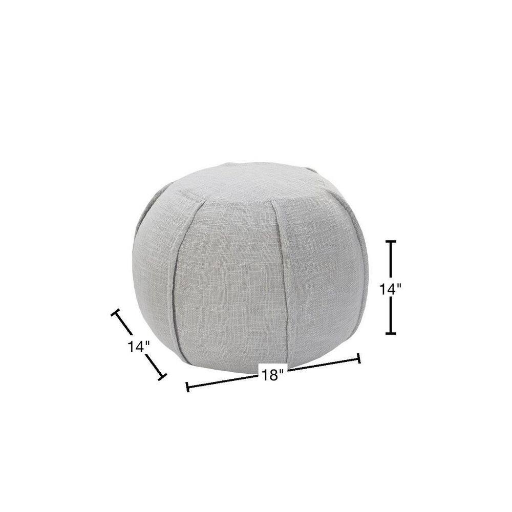 18-Inch Gray Cotton Round Pouf Ottoman