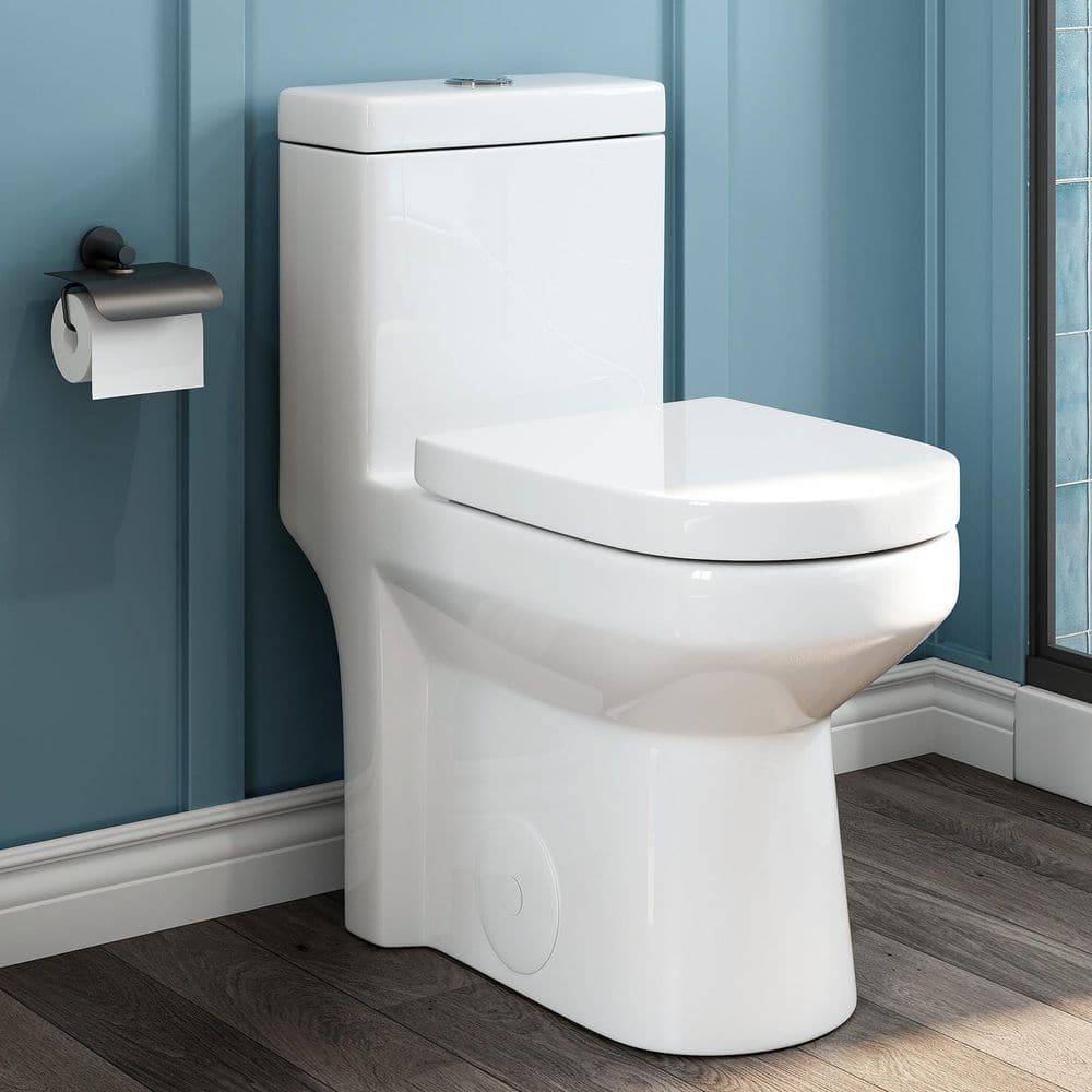 Hanikes One-Piece 1.1/1.6 GPF Dual Flush Round Toilet in White