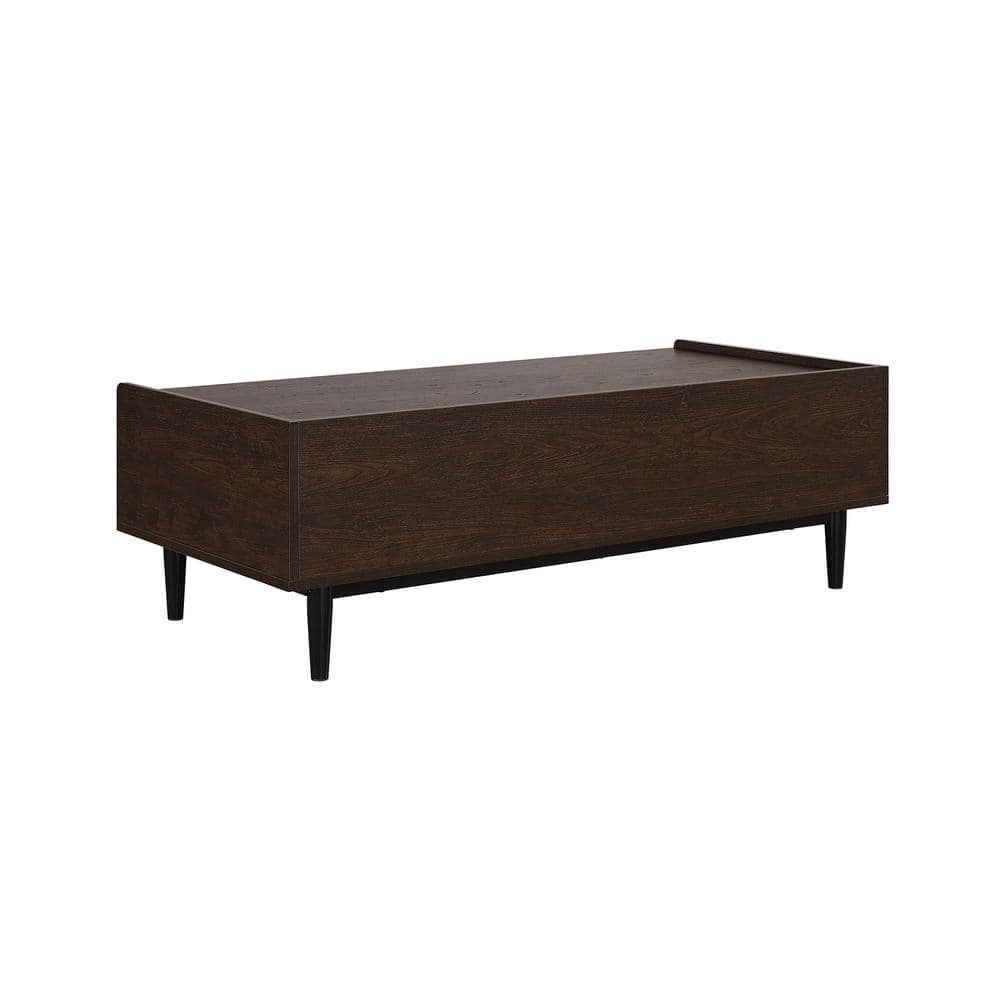 Duane Dark Brown and Black Ribbed Wood Coffee Table with Storage