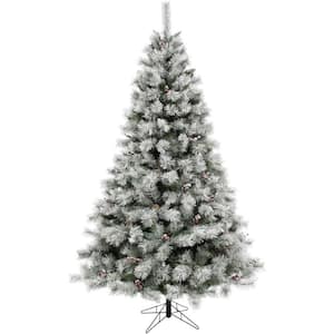 6.5 ft. Homestead Pine Frosted Christmas Tree with Pinecones and Berries and Metal Stand