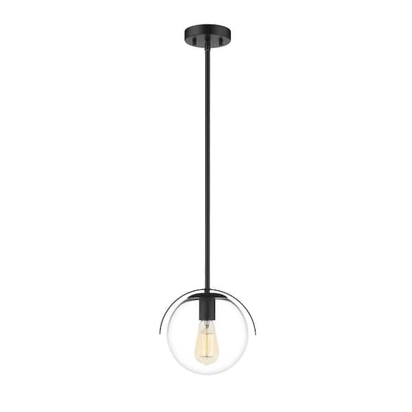 OVE Decors Lila 1-Light Black Oversized Round Pendant Light with Clear Glass Shade