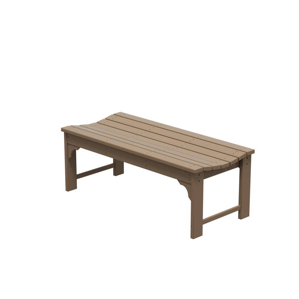 Weathered Wood 46" HDPE Outdoor Backless Bench