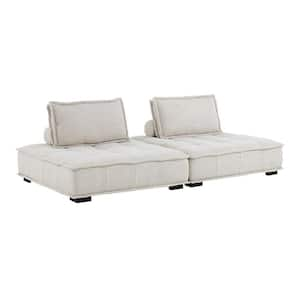 Saunter 94 in. W Beige Tufted Fabric Fabric 2-Piece Loveseat