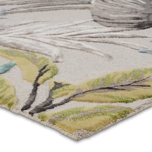 Medley 5 ft. x 8 ft. Gray/Green Floral Handmade Area Rug