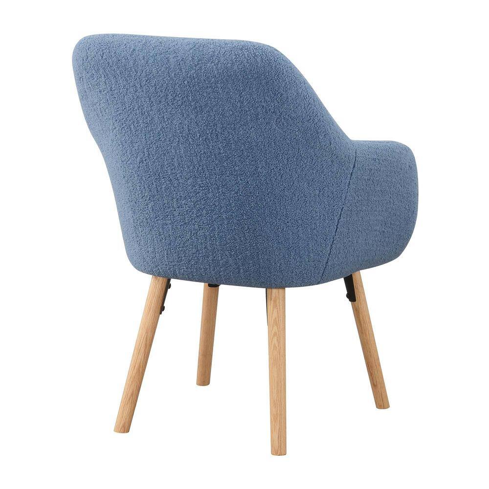 Charlotte Sherpa Blue Wood Wingback Accent Chair