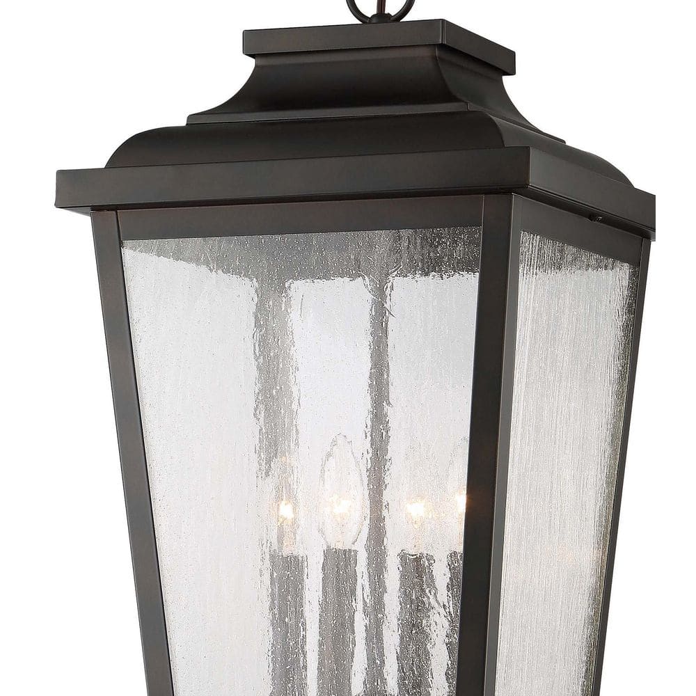 Chelesa Bronze Clear Seeded Glass 4-Light LED Pendant Lantern