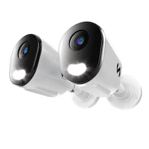 Wired IP 4K Indoor/Outdoor Plug-in White Bullet Spotlight Security Camera (1-Pack)