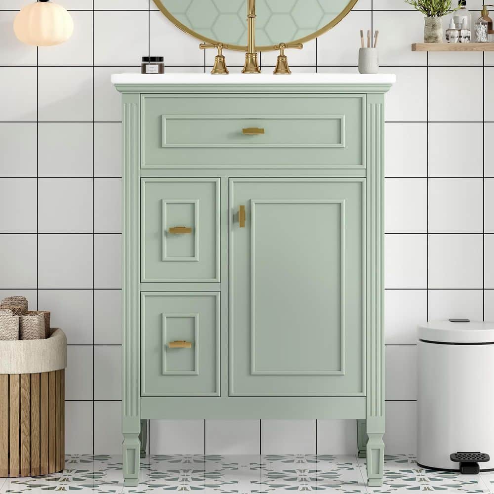 24.00 in. Freestanding Green Bath Vanity with White Ceramic Top price history on PriceWatchPro