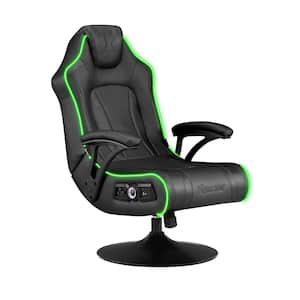 CXR3 LED Faux Leather Swivel Ergonomic Audio Pedestal Gaming Chair in Black with Arms