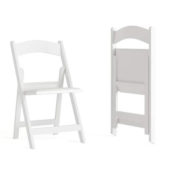 Carnegy Avenue White Vinyl Seat with Resin Frame Folding Chair (Set of 2)