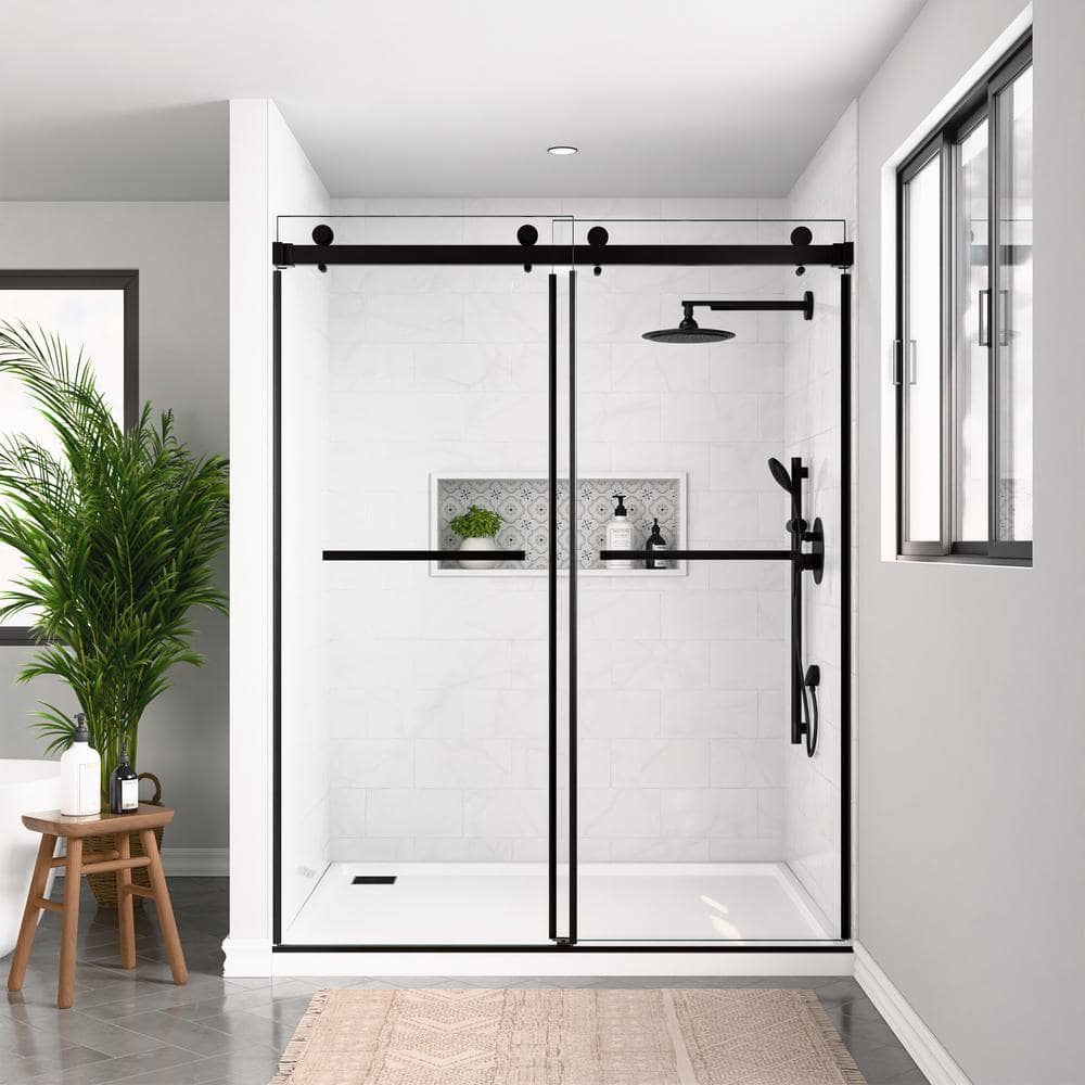 mortix 56-60 in. W x 72 in. H Double Sliding Frameless Shower Door