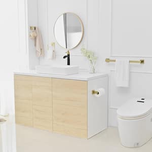 5-Piece Bath Hardware Set with Towel Bar, Included 2-Towel Hook, Toilet Paper Holder, and Towel Ring in Brushed Gold