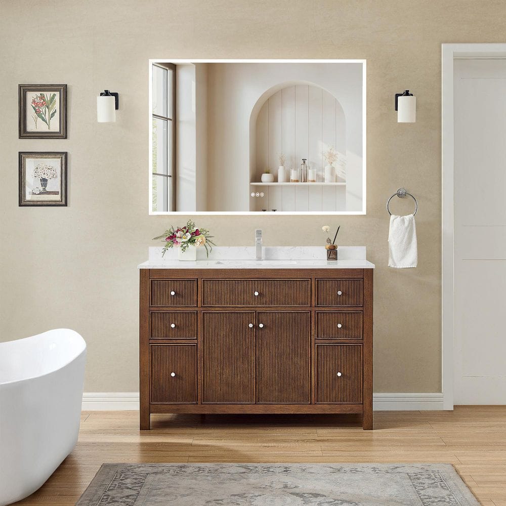 Pendry 48 in. Single Freestanding Dark Walnut Bath Vanity with Carrara Cultured Marble Top price history on PriceWatchPro
