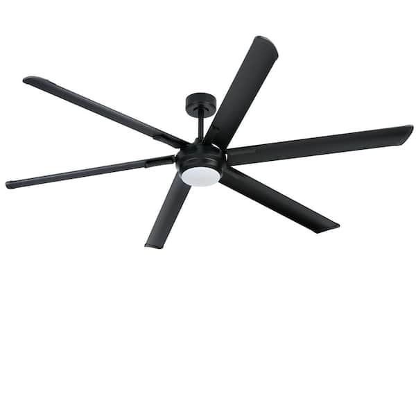 78 in. Indoor Black 6 Aluminum Fan Blades Integrated LED Ceiling Fan with Remote Control and Reversible DC Motor