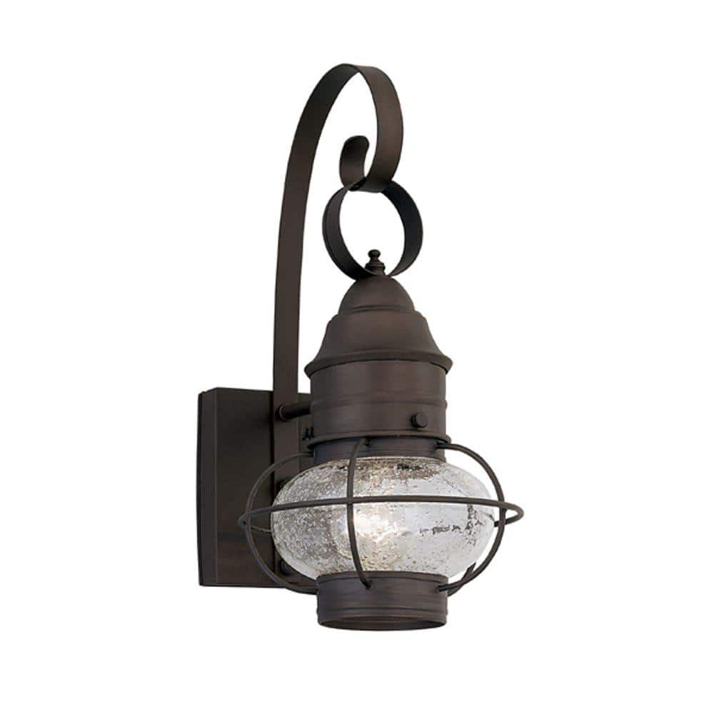 Rustique Bronze 18" Direct Wired Outdoor Lantern in Clear Seedy Glass