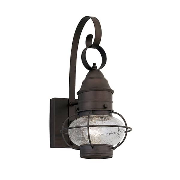 Designers Fountain Nantucket 18.25 in. Rustique 1-Light Outdoor Line Voltage Wall Sconce with No Bulb Included