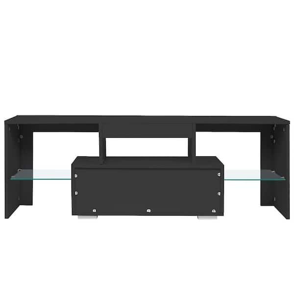 Polibi Black TV Stand Fits TV's up to 43 in. with Drawer, Modern TV Media Console Entertainment Center