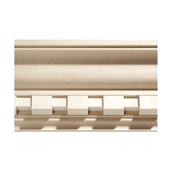 1707-8FTWHW .843 in. D X 4.5 in. W X 96 in. L Unfinished White Hardwood Dentil Crown Moulding