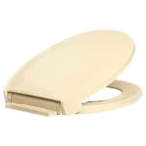 Round Closed Front Toilet Seat with Safety Close in Bone