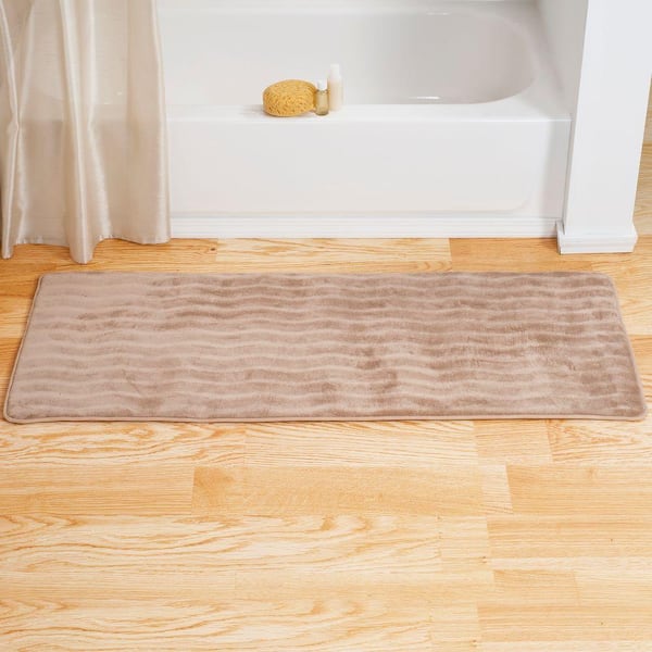 Taupe 24.25 in. x 60 in. Memory Foam Extra Long Bath Mat