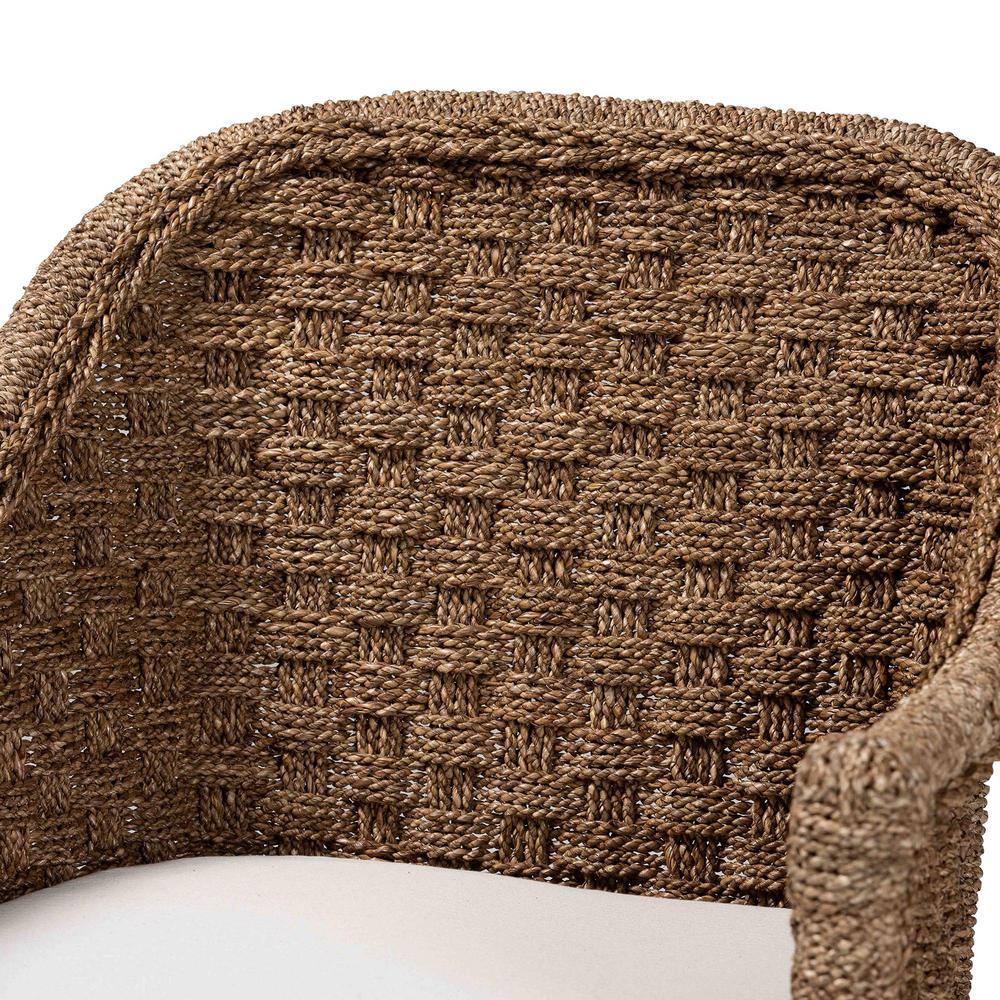 Handcrafted Brown Rattan and Seagrass Accent Chair with Cushion