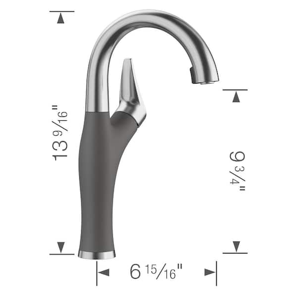 Artona Single-Handle Bar Faucet in Cinder/Stainless