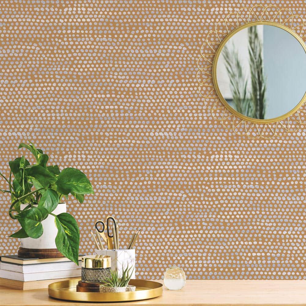 24" Washable Black Moire Dots Self-Adhesive Removable Wallpaper