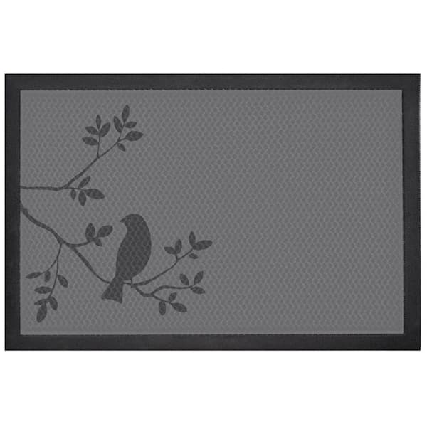 BERNINI FOUNTAINS Aqua Indoor Outdoor Mat Foliage Gray 24 in. L x 5 in. W
